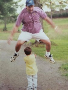 dad jumps over J